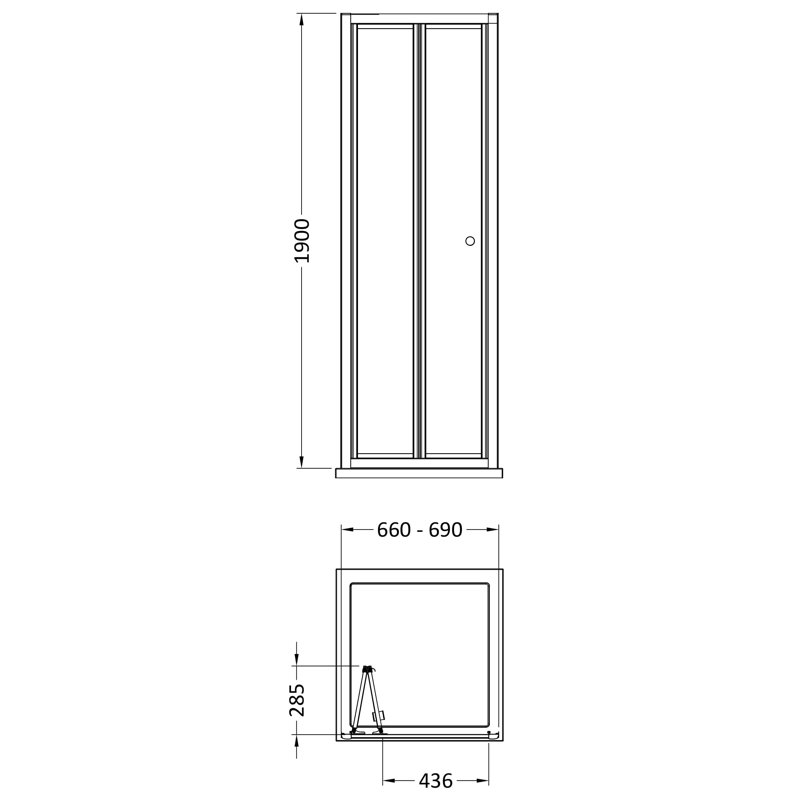 Rene 1900 x 700mm Bi-Fold Shower Door, Chrome