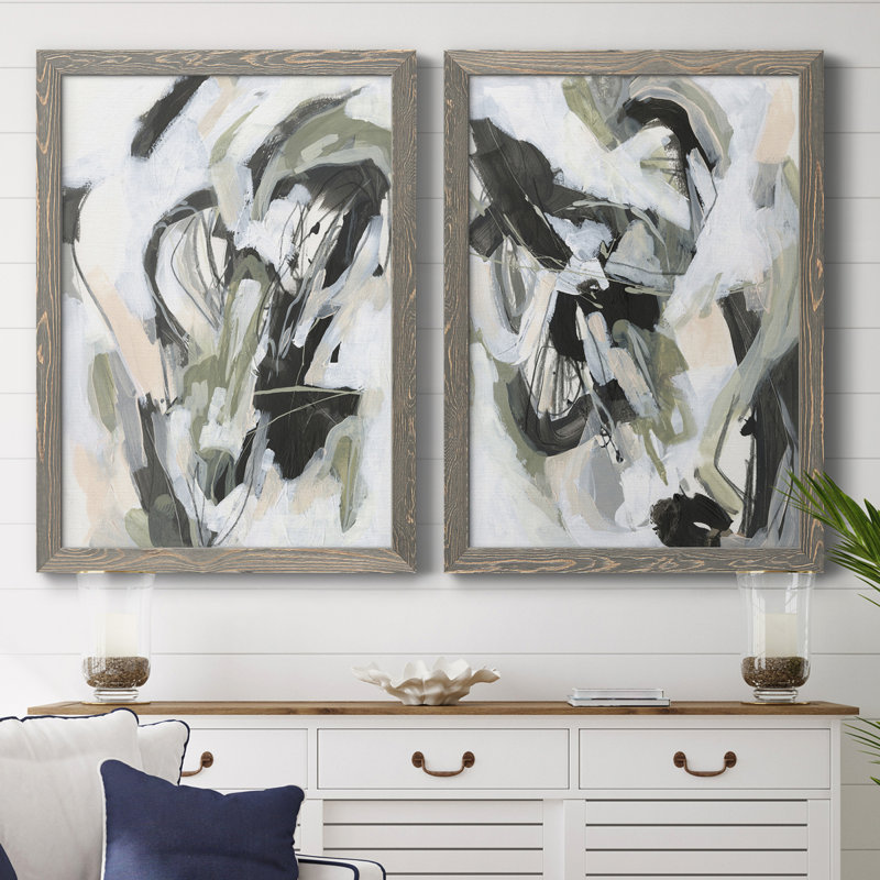 Electron Net I - ensemble de 2 peintures encadrées, Toile avec cadre gris, H 43,5 po x l 31,5 po x P 1 po