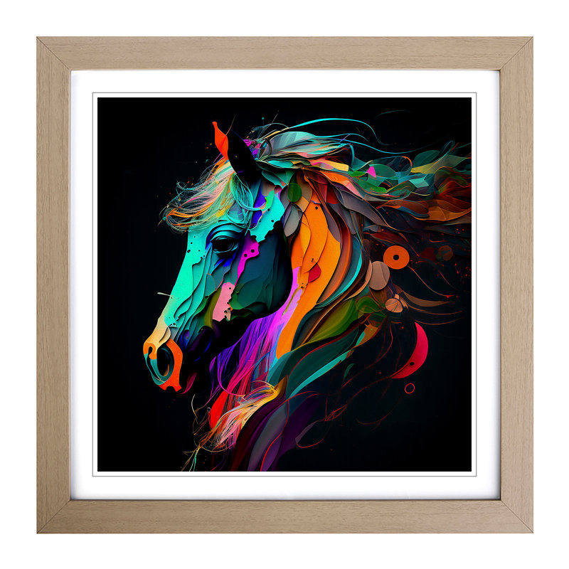 Pony Abstract Expressionism No.1 - Framed Print, Oak