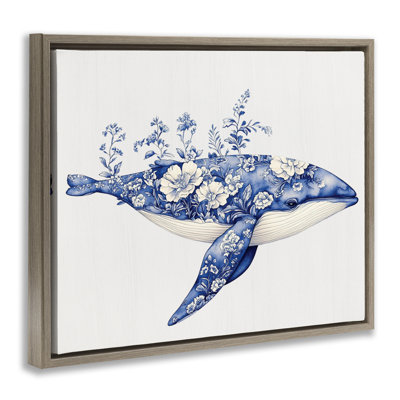 Cadre flottant Blooming Toile Whale, par Lettré et doublé