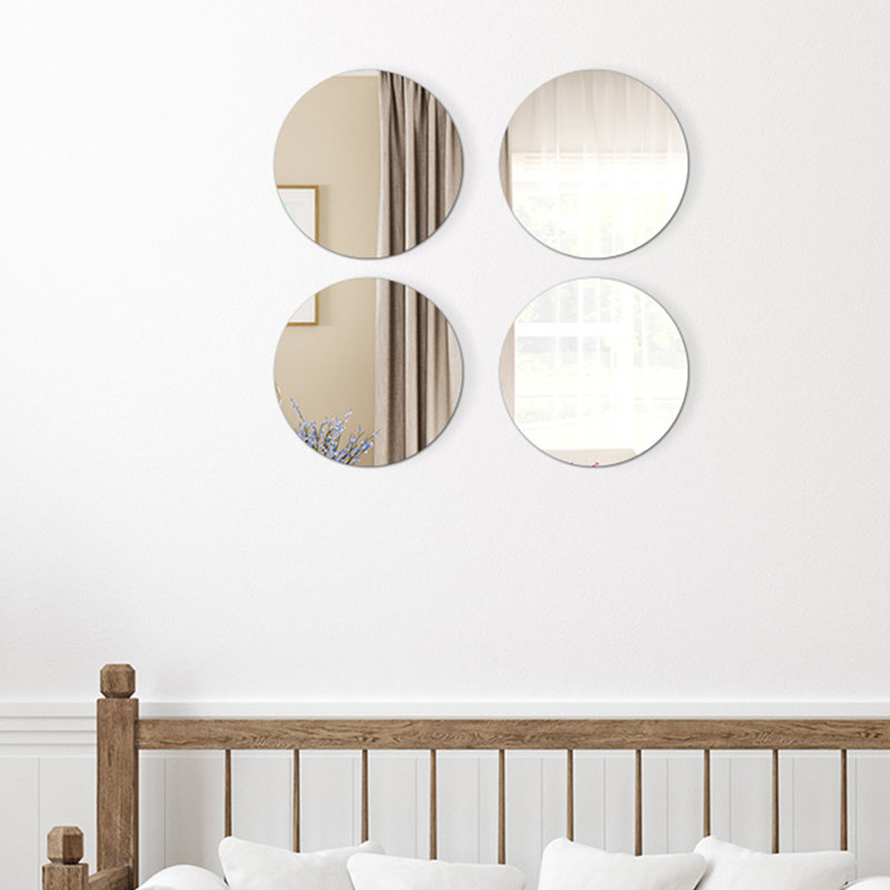 Ensemble de miroirs muraux auto-adhésifs 4 pièces, Rond 11,11 po x l 11,11 po