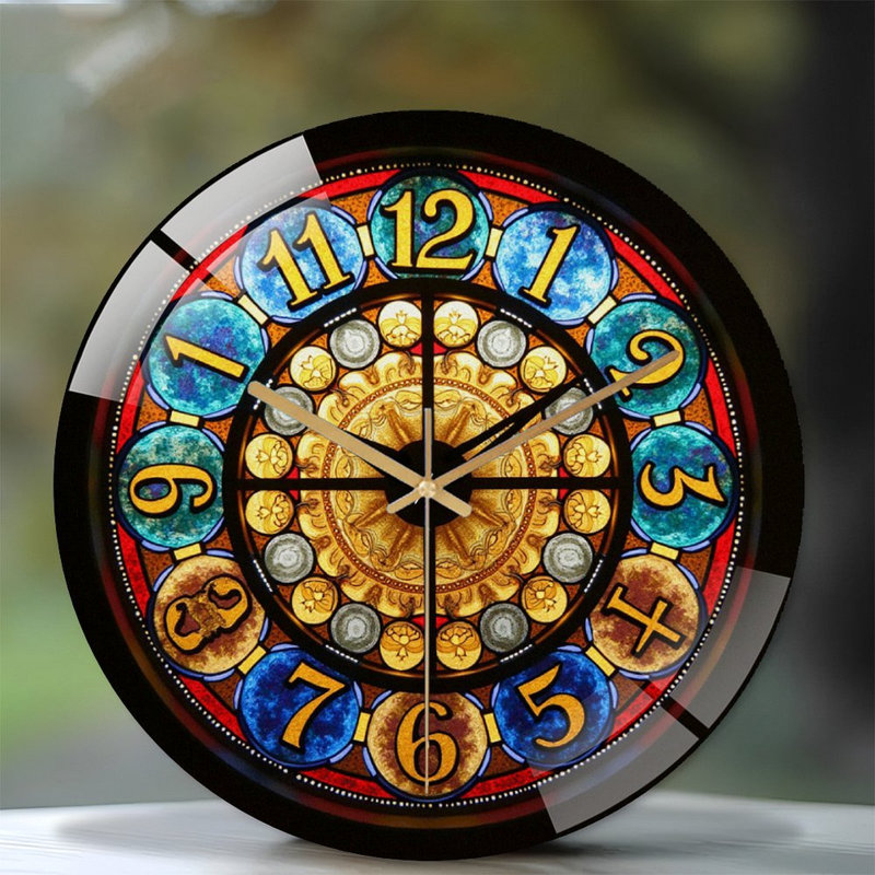 Horloge murale rétro en verre coloré rétro 12 po
