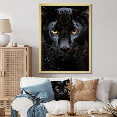 «Black White Panther Portrait Vibrant» sur toile