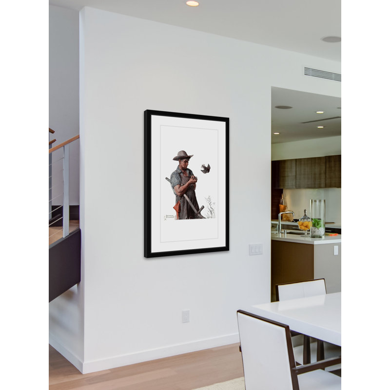 Farmer And The Bird by Norman Rockwell - Wrapped Canvas Print, 45cm H x 30cm W