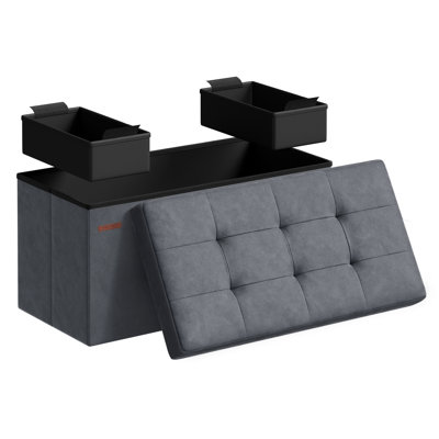 Rikkia 76cm Wide Velvet Tufted Rectangle Solid Colour Standard Ottoman with Storage