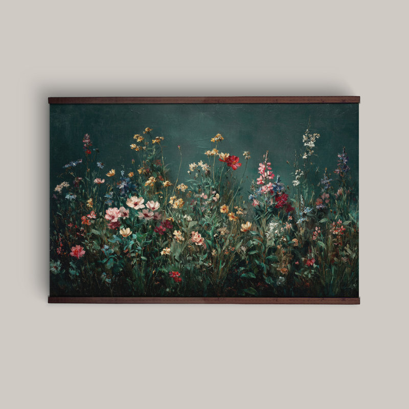 Art mural botanique surdimensionné avec fleurs sauvages, H 40 po x l 60 po