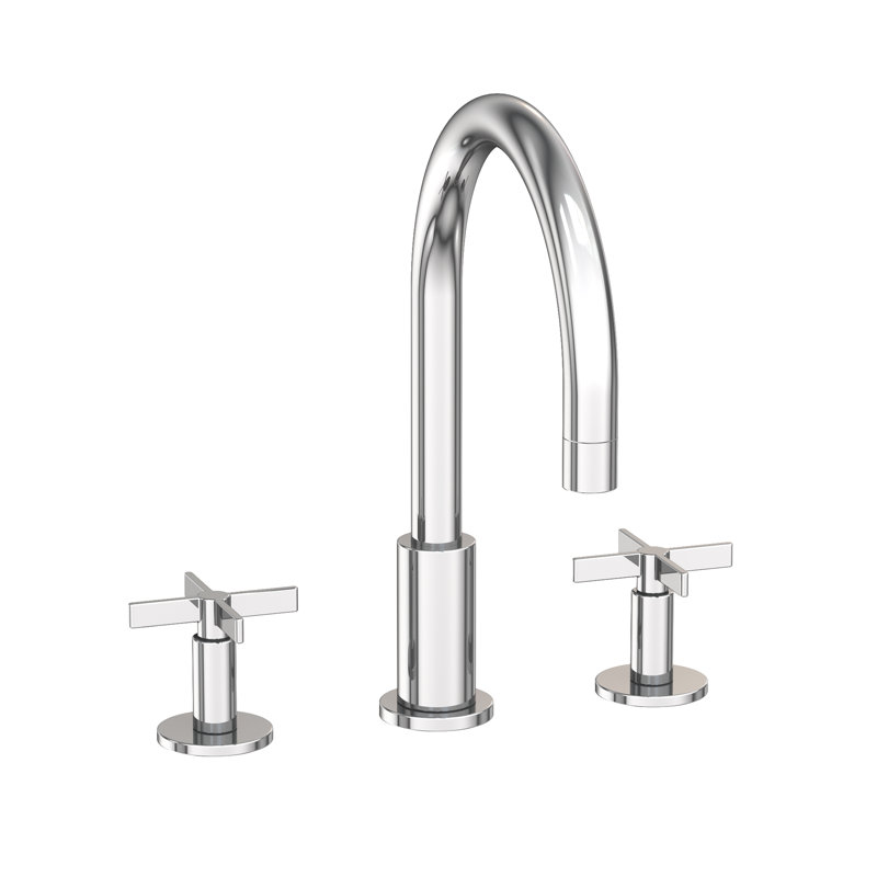 Tomlin Widespread Bathroom Faucet with Drain Assembly, Polished Chrome, Cross Handle