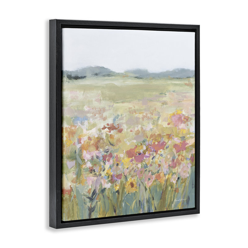 «Soft Wildflower Meadow» par Pamela Munger, Cadre flottant noir de jais, H 21 po x l 17 po