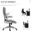Chaise de bureau à haut dossier avec pivot à 360 degrés et accoudoirs souples, rembourrage épais en similicuir gris