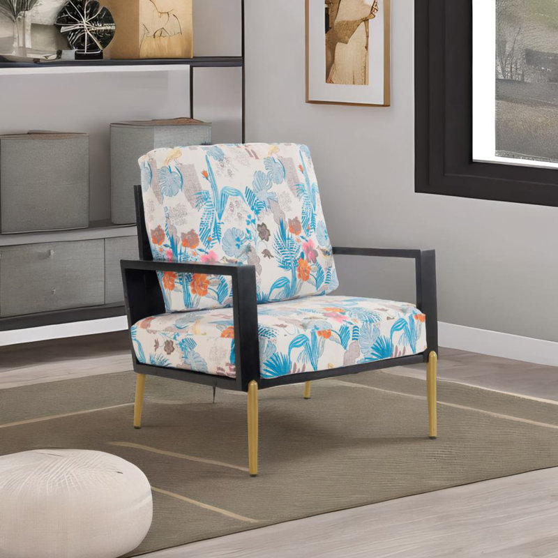 Fauteuil d'appoint en velours à imprimé floral