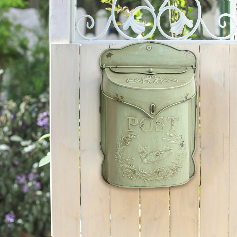 Vintage Wall Mounted Mailbox - Rustic Style Lockable Outdoor Mailbox with Antique Finish for Porch, Garden, or Indoor Decor