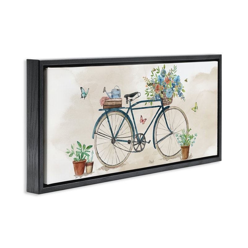 Cadre flottant pour bicyclettes et fleurs de jardin, design par Nan, H 11 po x l 25 po, Cadre flottant noir de jais