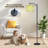 PeeNoke Arc Floor Lamp Colorful Blue Green Star Diagonal Striped Tall Modern Standing Lamp LED Adjustable Linen Lampshade 3 Color Temperatures