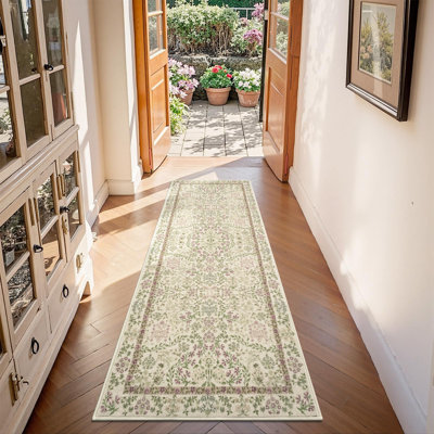Floral Machine Washable Area Rug