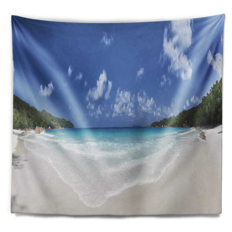 Tapisserie panorama seascape seychellois island, H 78 po x l 92 po