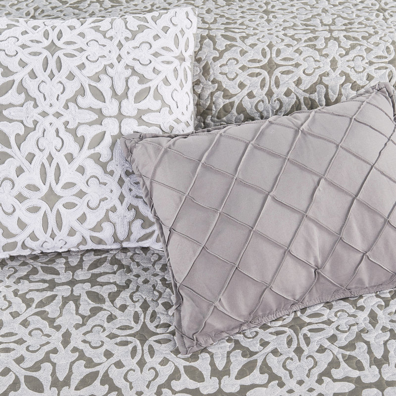 6 Piece Bellamy Printed Microfiber Quilt Set, King Quilt + 5 Additional Pieces