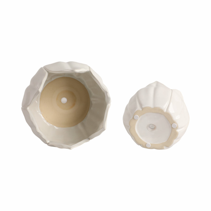 Sagebrook Home 2-Pieces Petal Planters, White, White, 7" H x 8" W x 8" D