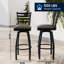 Tabouret de bar pivotant Lomonaco à dossier échelle et assise rembourrée en vinyle-94595984-133937870