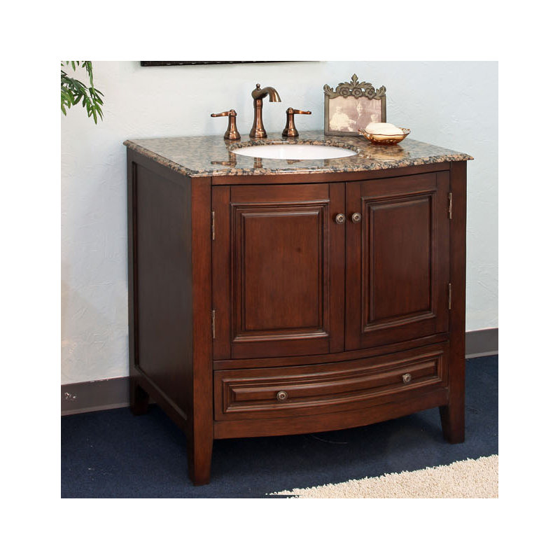 Elks 36'' Single Bathroom Vanity with Marble Top