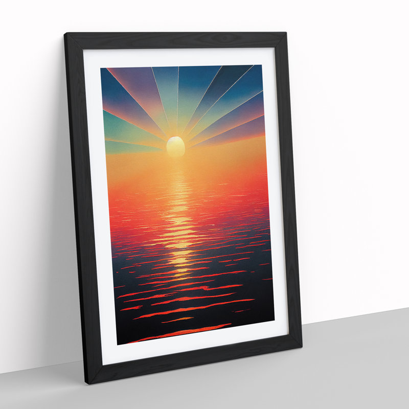 Enlightening Sunset View - Framed Print, Black, 64cm H x 46cm W