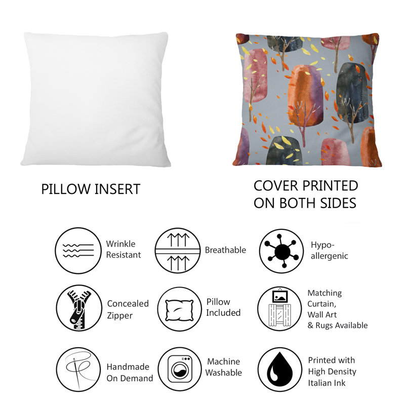 Coussin décoratif rétro à motif d'automne avec feuilles tombantes II