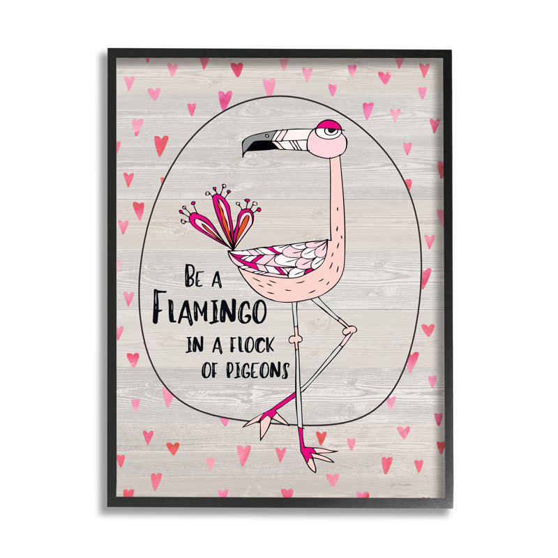 Caricature «Be a flamingo», Giclée encadrée noir minuit, L 24 po x H 30 po