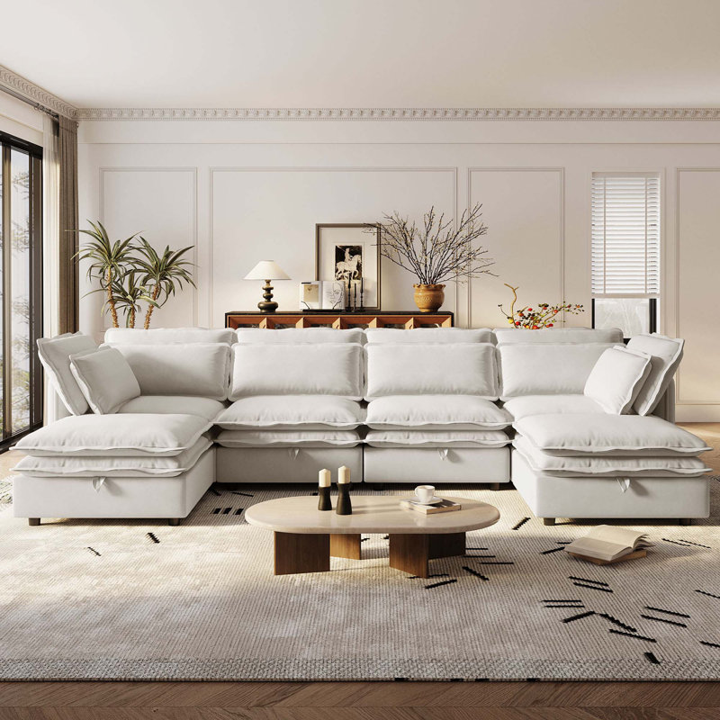 Canapé modulaire en U, Polyester beige