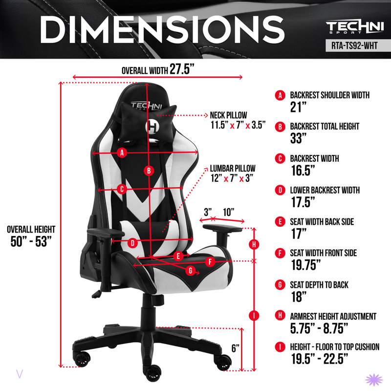 Fauteuil de jeu Techni Sport TS-92, Blanc / noir