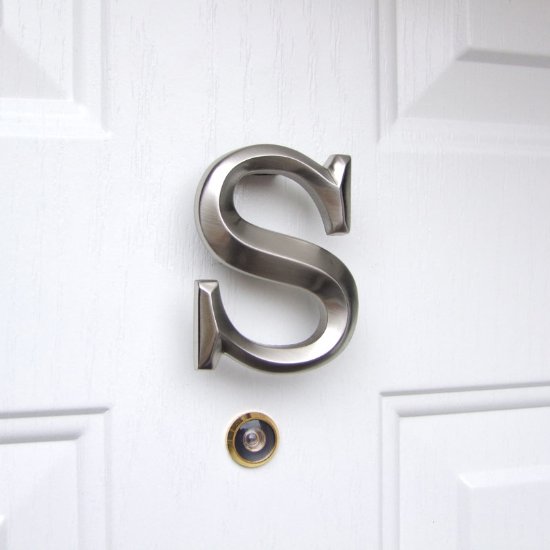 Heurtoir de porte lettre monogramme, Nickel, S