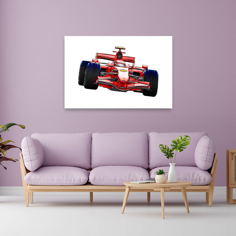 Red Formula Racer Contemporary Wall Art Print 1 Piece Wrapped Canvas Wall Art, 101.6cm H x 152.4cm W