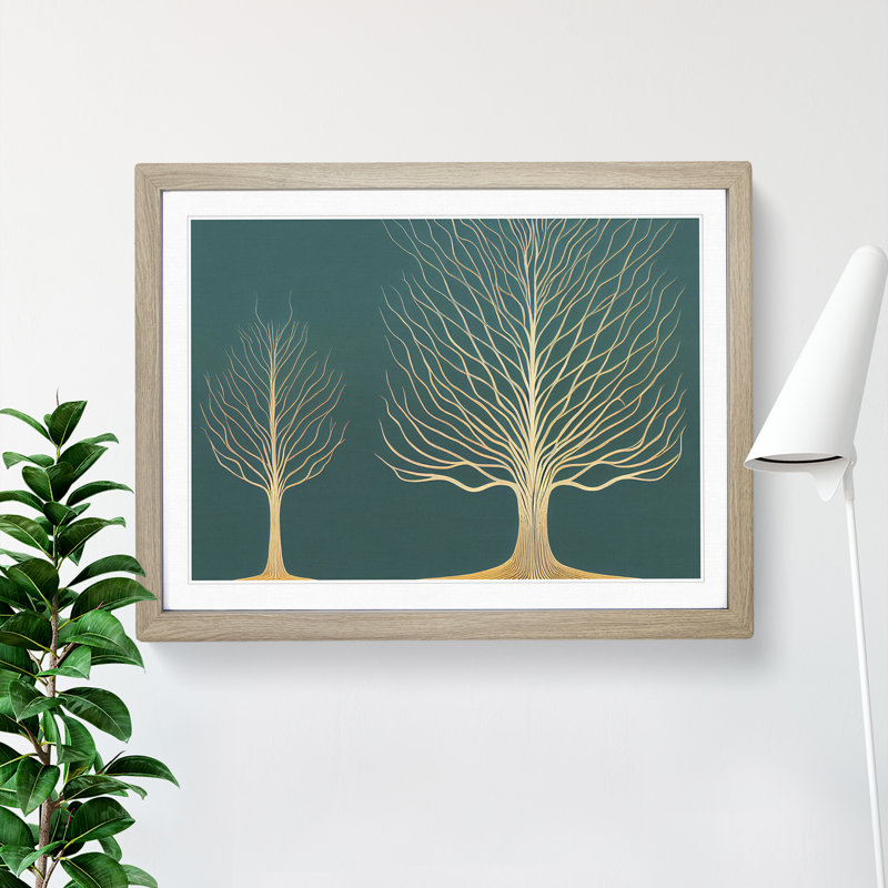 Iconic Trees - Single Picture Frame Print, 46cm H x 64cm W, Oak