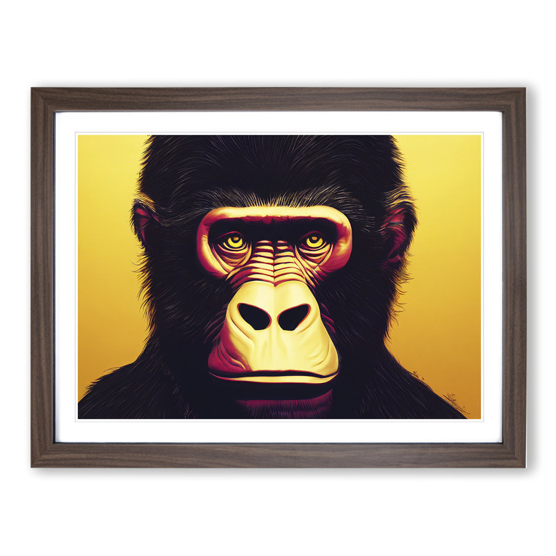 XH1022-6096X Modern Gorilla Art Vol.3 - Single Picture Frame Print, 46cm H x 64cm W, Walnut