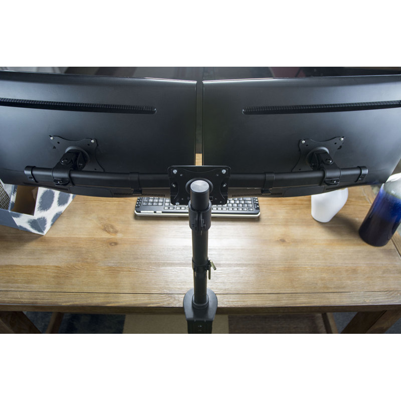 Black Steel Dual VESA Monitor Wall Mount Bracket