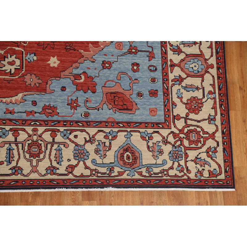 Tapis oriental rouge noué à la main 10 x 13