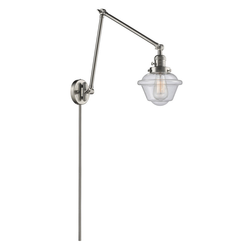 Bras pivotant à 1 lumière à intensité variable Oxford, Laiton antique noir, Ampoule DEL rétro de 3,5 watts, Grainé