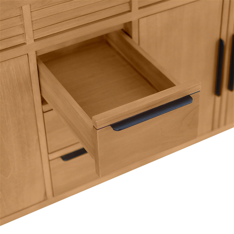 Taylor 61" Natural Teak Double Sink Vanity with White Stone Top