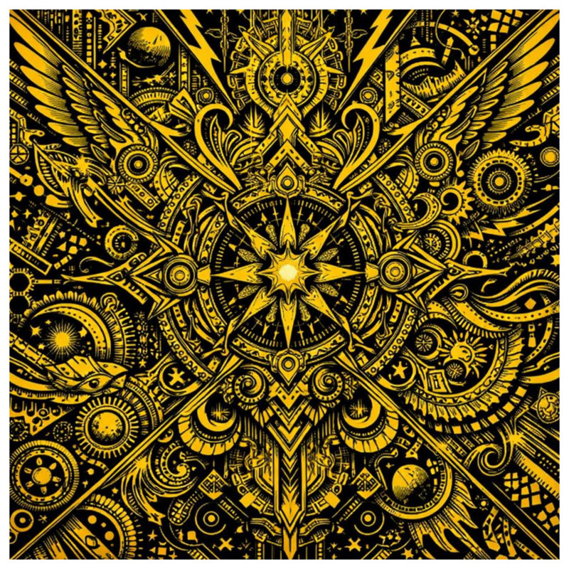 Tapisserie murale géométrique complexe - Mandala, 50in H x60in W with 4 Grommets