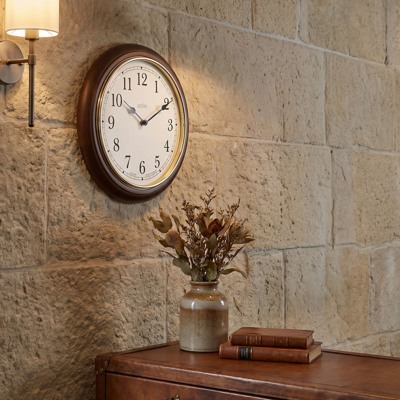 Acctim Winchester Wall Clock Quartz Crafted Wood Domed Glass Lens 31.5cm, Medium Oak