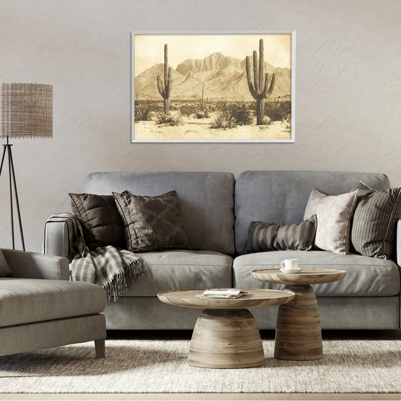 «Desert Landscape», sépia rétro, estampe numérique, design par Petal Prints Design, H 16 po x l 24 po