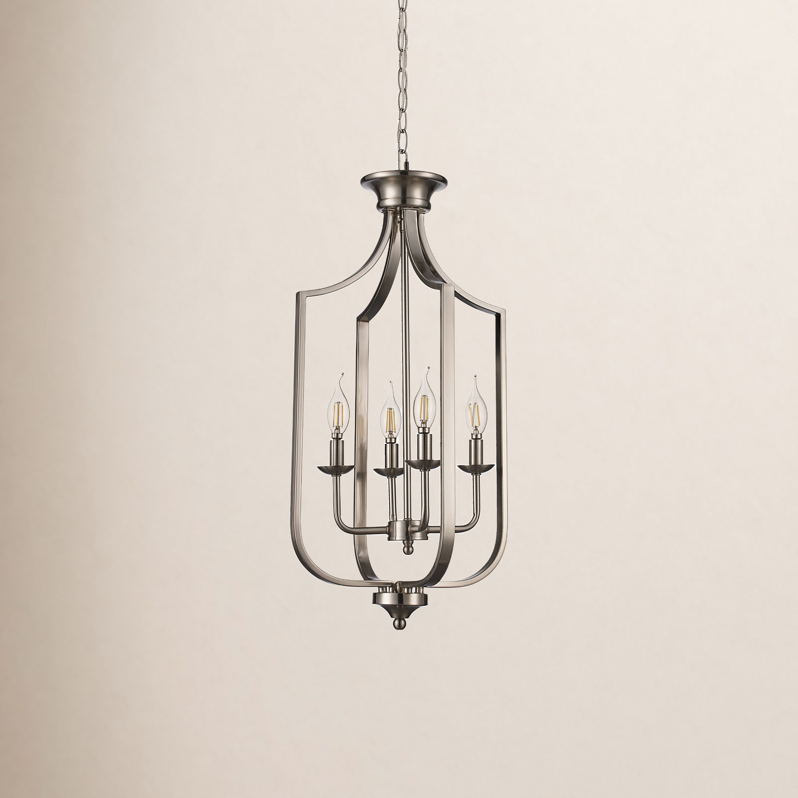 4-Light Chandelier, Brushed Nickel, Medium