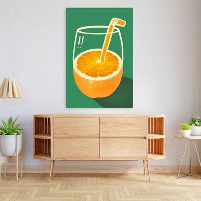 «Orange Juice Doodle», art minimaliste coloré de fruits d'été audacieux