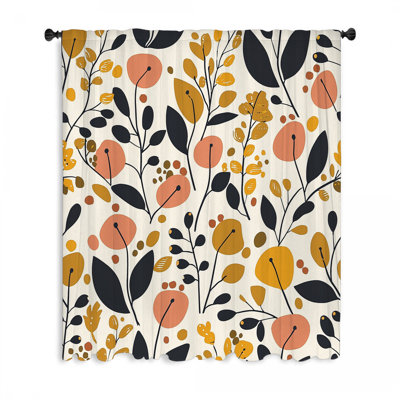 Wildflowers Window Curtains, Floral Blockout & Sheer Curtains - 1 Panel