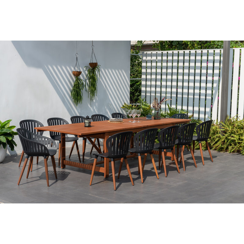 Chaises de patio Elian Amazonia, Bois foncé, Chaise noire