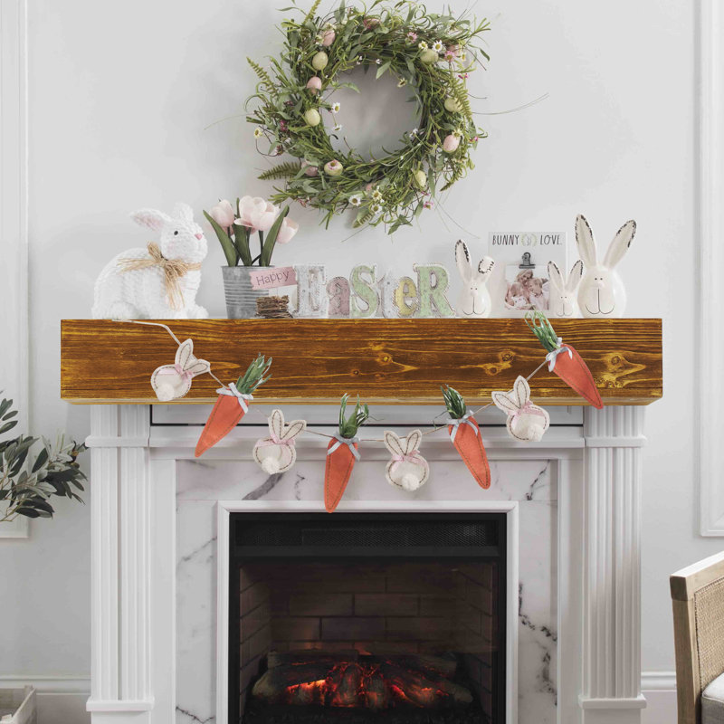 Rustic Wood Fireplace Mantel | Wall-mounted & Floating Shelf For Home Decor, 6" H x 60" W x 9" D, Brown