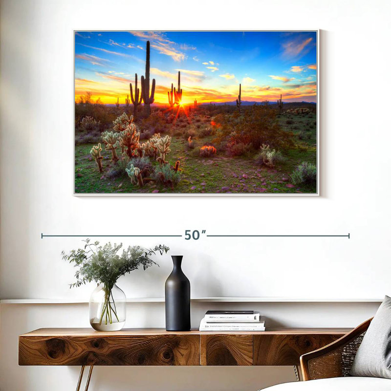 Paysage de désert de Sonora, Cadre flottant blanc, 40 po x 27 po