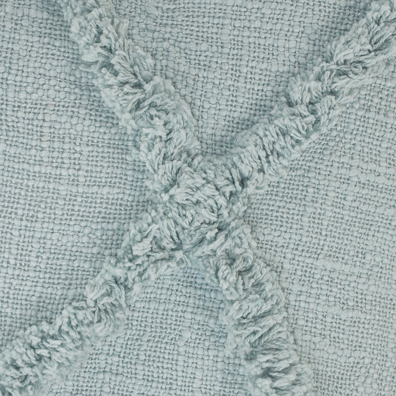  Hand-Woven Diamond Tufted 100% Cotton Throw Pillow, Pastel Blue, Square 18"H x 18"W, Polyester