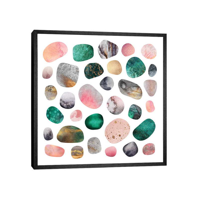 Pretty Pebbles by Elisabeth Fredriksson - Print on Canvas, 45.72 cm H x 45.72 cm W, Black Floater Framed