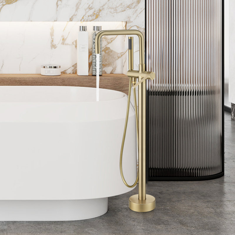 Robinet de baignoire monocommande à fixation au sol avec douche à main