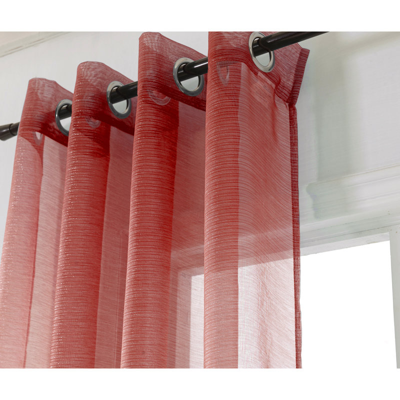 Agathla Sheer Grommet Single Window Curtain Panel, Red, 54" W x 84" L