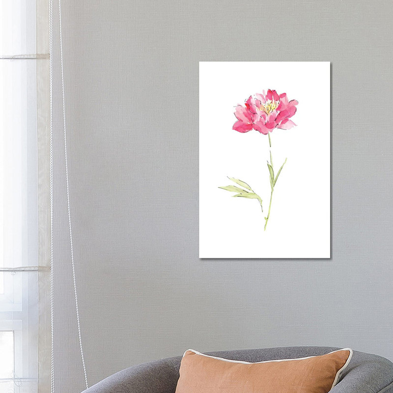 Pink Peony by Melissa Selmin - Painting on Canvas, 66.04 cm H x 45.72 cm W x 3.175 cm D, Wrapped Canvas